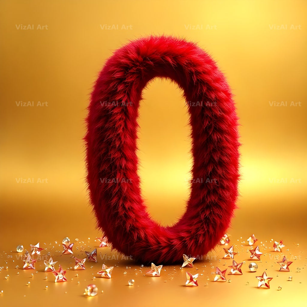 Crimson Plush Fur alphabet letter O