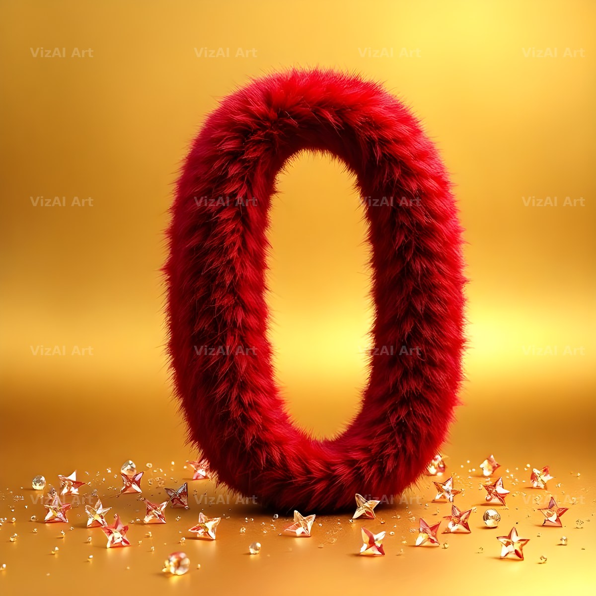Crimson Plush Fur alphabet letter O