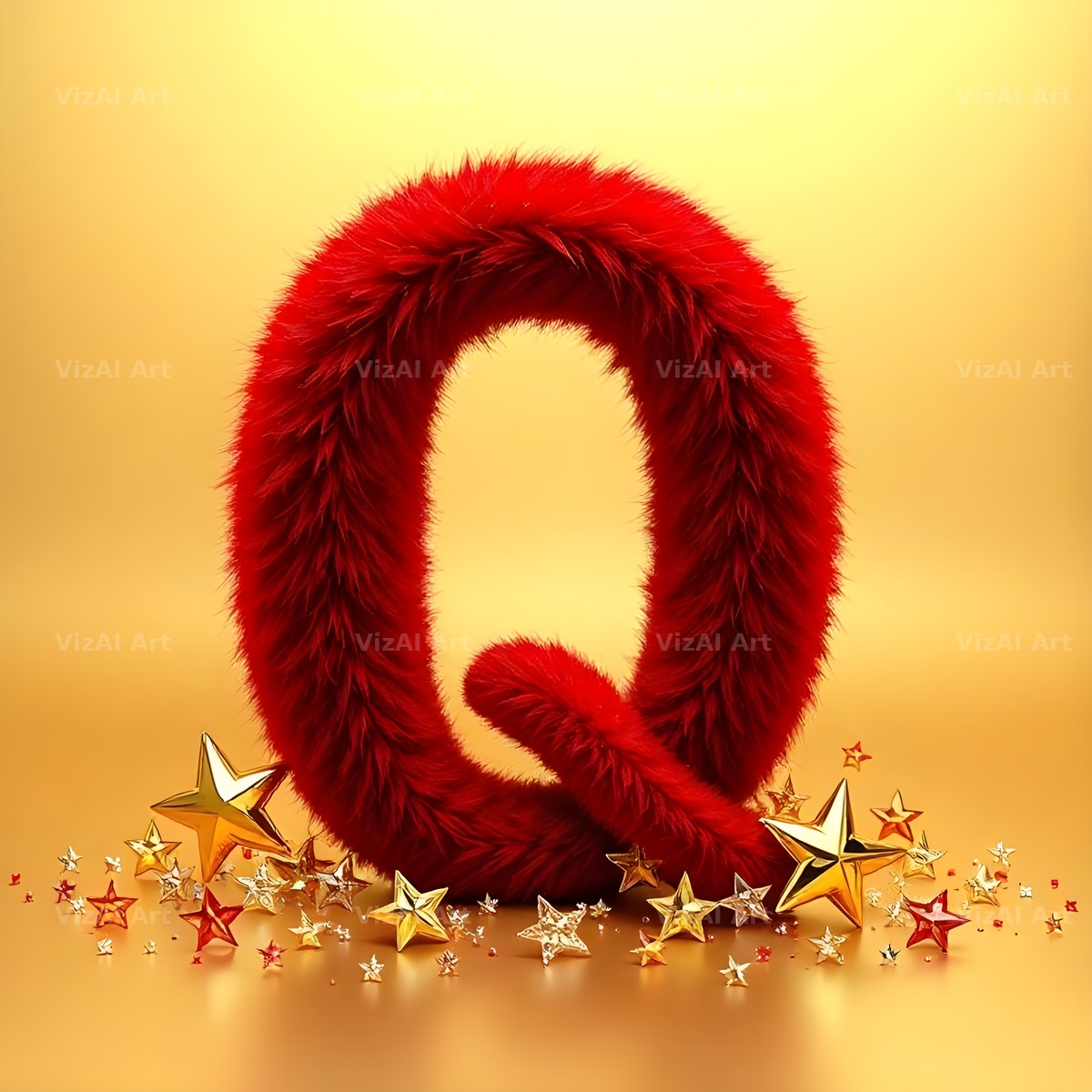 Crimson Plush Fur alphabet letter Q