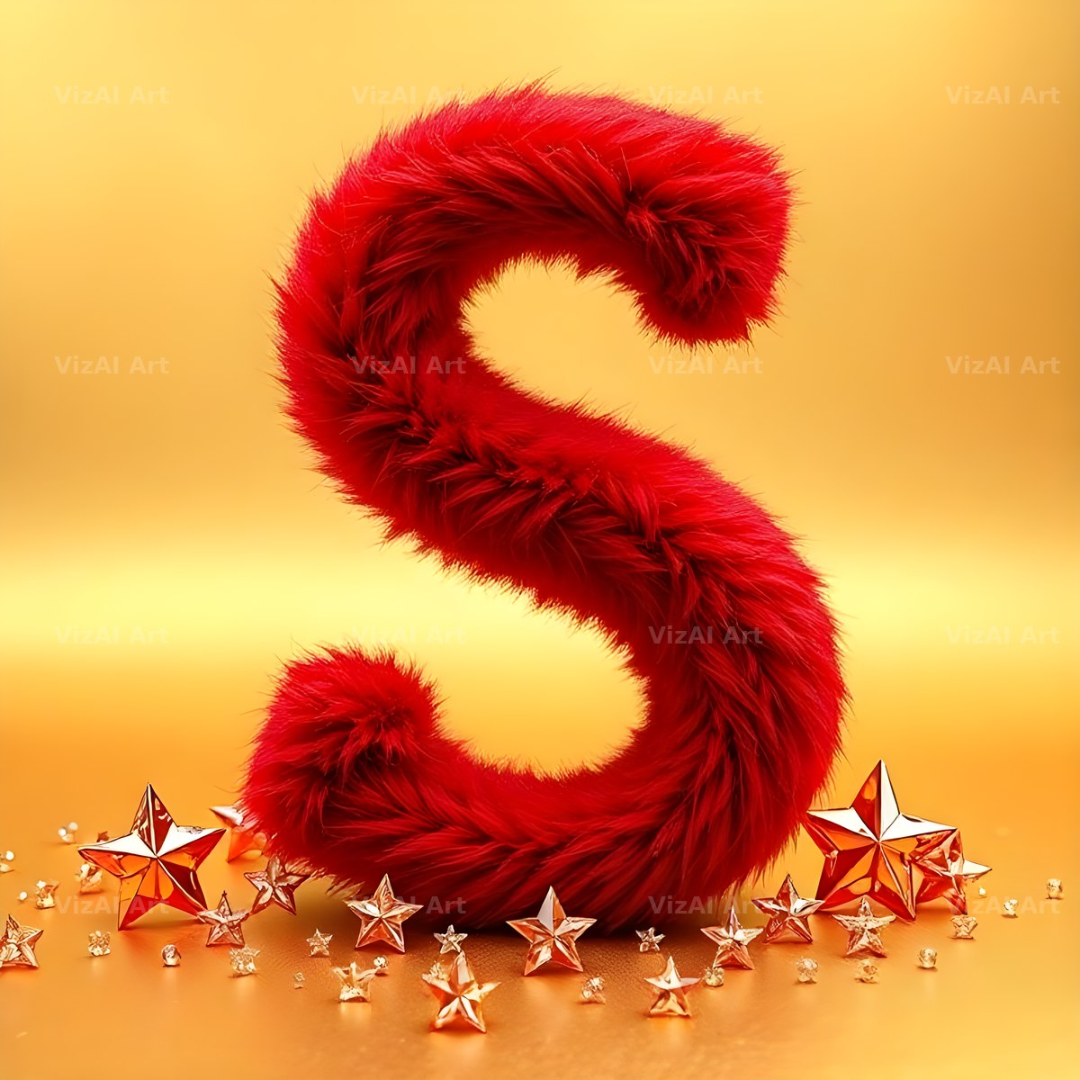 Crimson Plush Fur alphabet letter S