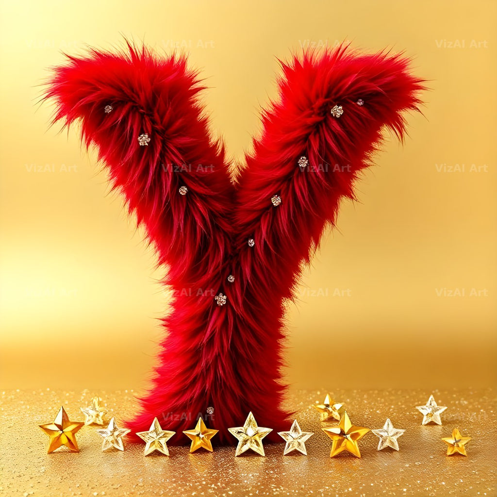 Crimson Plush Fur alphabet letter Y