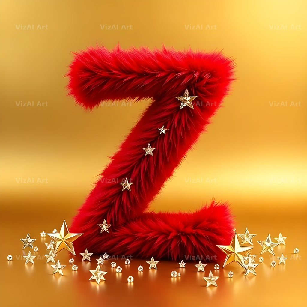 Crimson Plush Fur alphabet letter Z