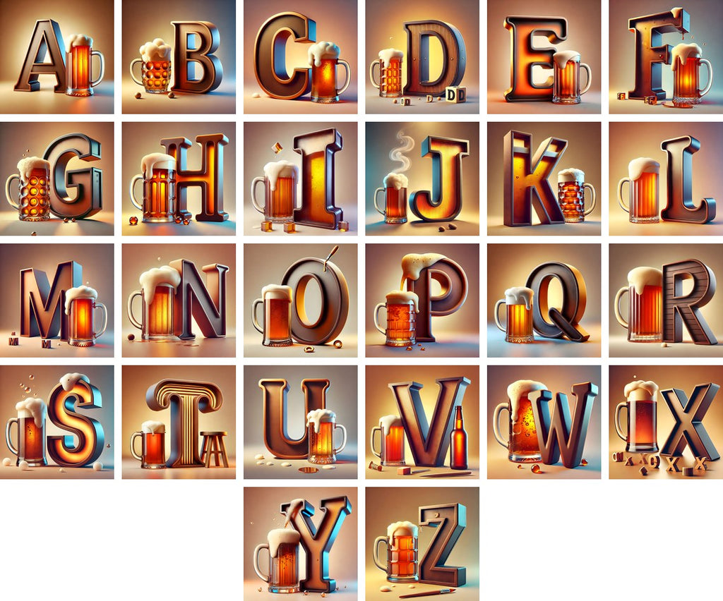 Craft Beer Tankard alphabet — all 26 letters