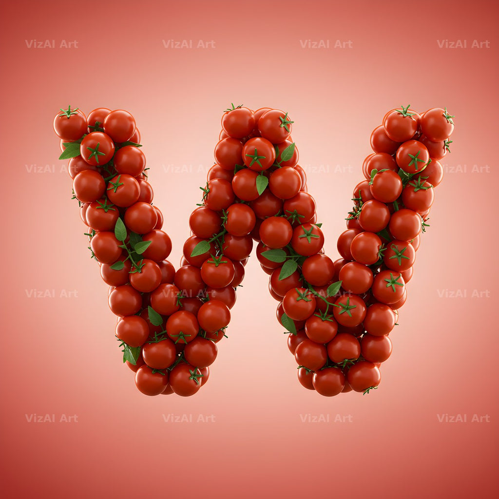 Cherry Tomato Vine alphabet letter W