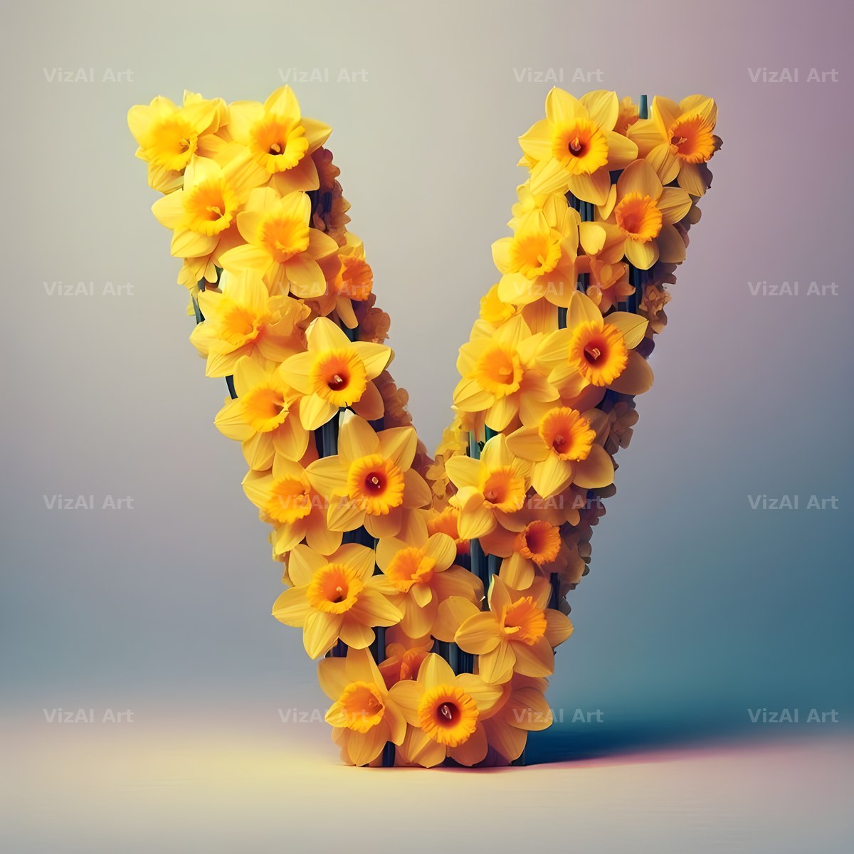 Daffodil Meadow alphabet letter V