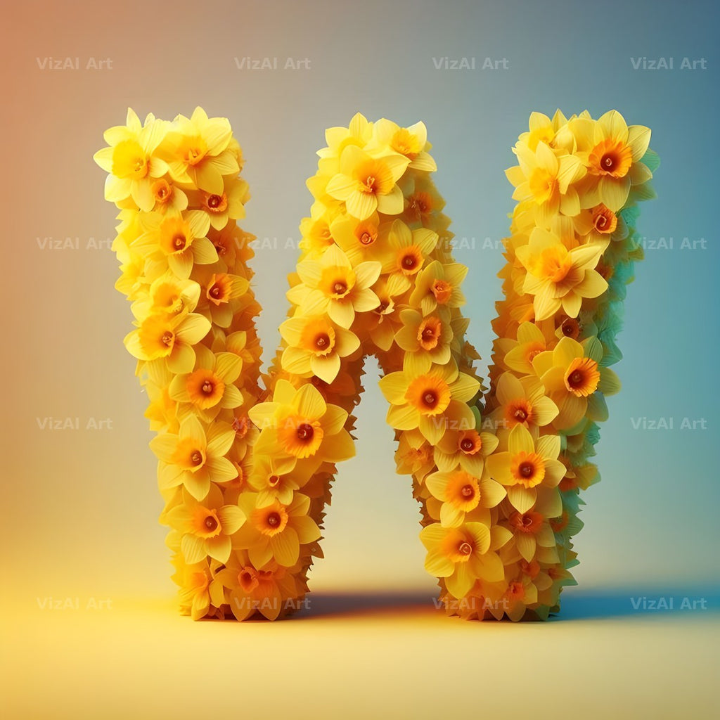 Daffodil Meadow alphabet letter W