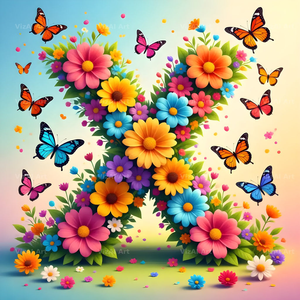 Daisy Butterfly Pastel alphabet letter X