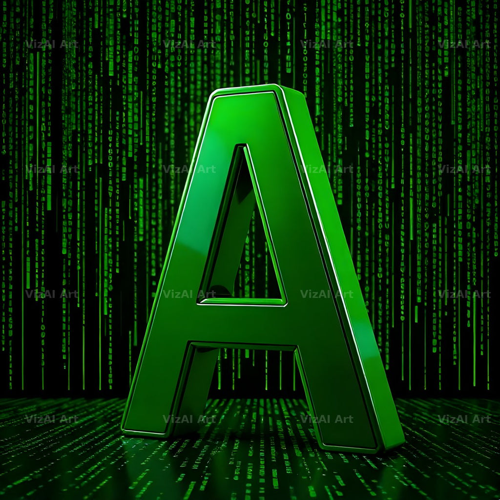 Digital Rain Code alphabet letter A