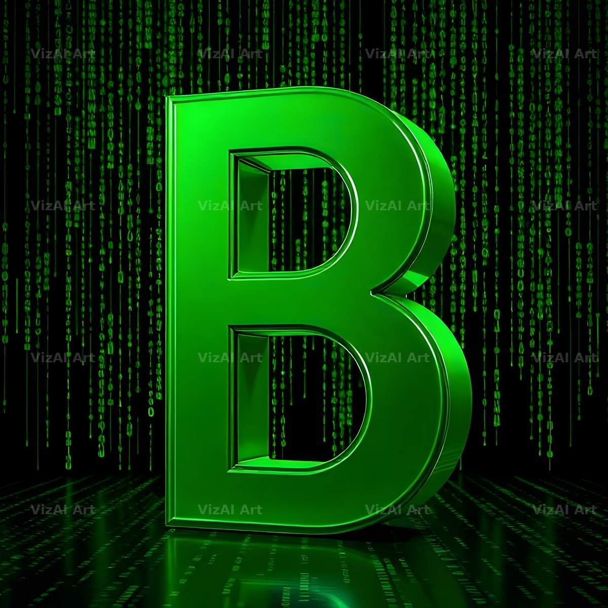 Digital Rain Code alphabet letter B