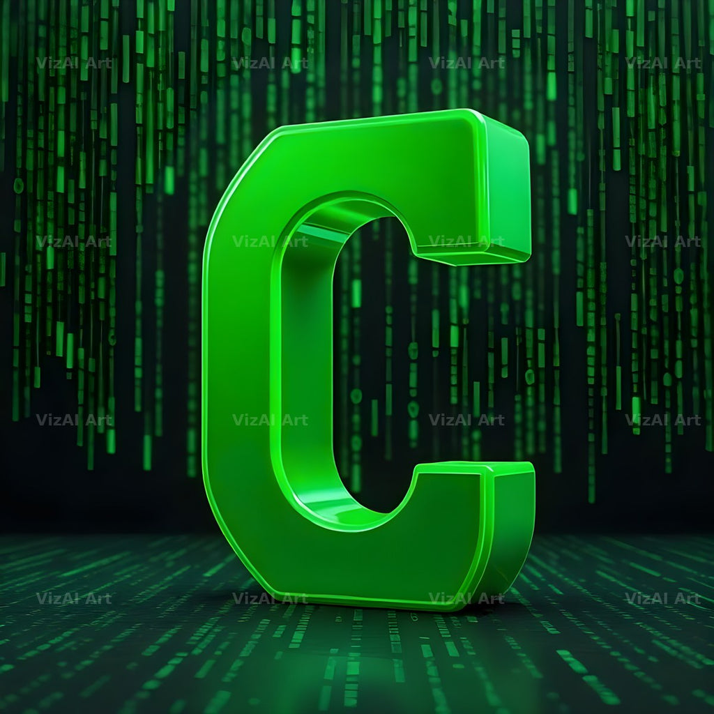 Digital Rain Code alphabet letter C