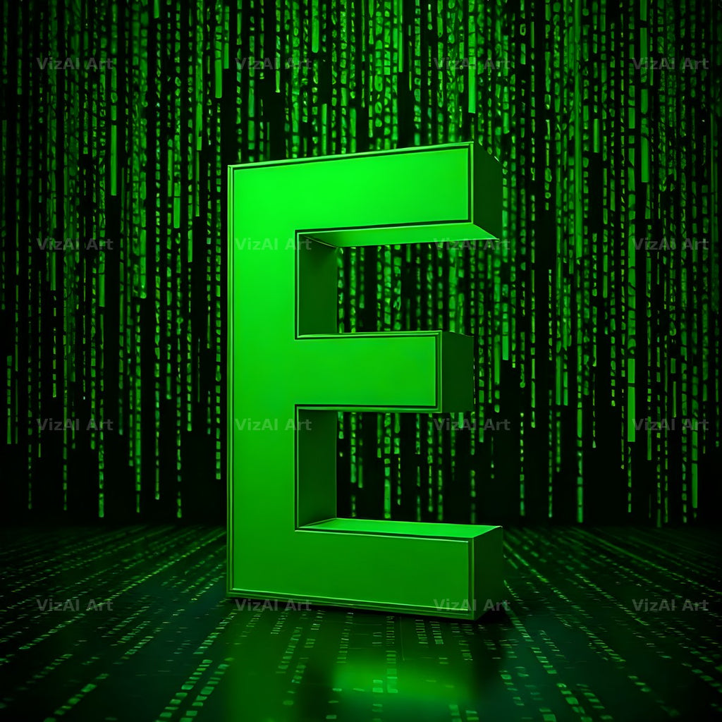 Digital Rain Code alphabet letter E