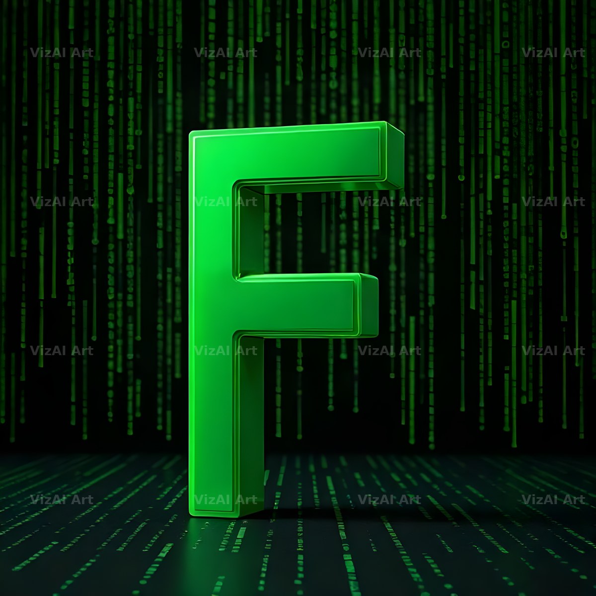 Digital Rain Code alphabet letter F