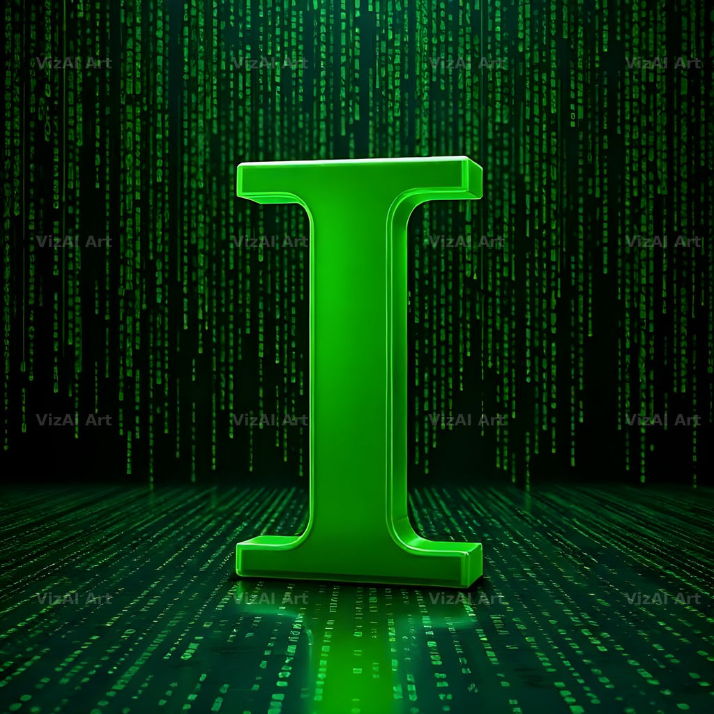 Digital Rain Code alphabet letter I
