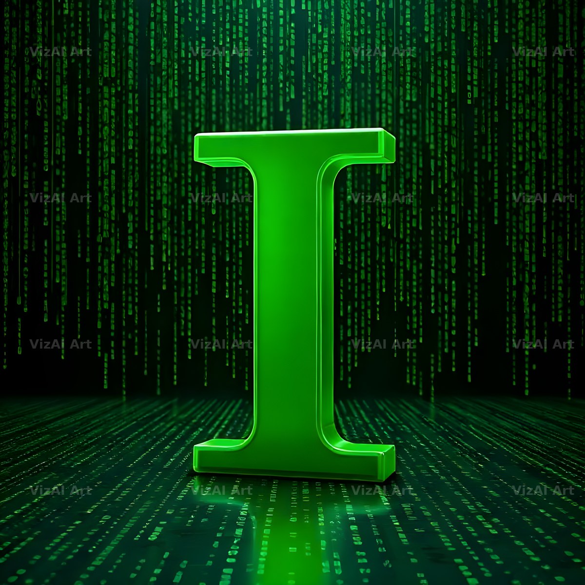 Digital Rain Code alphabet letter I