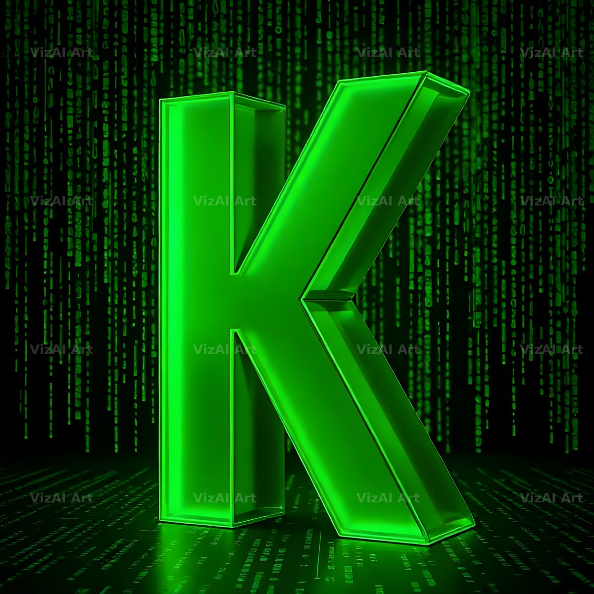 Digital Rain Code alphabet letter K