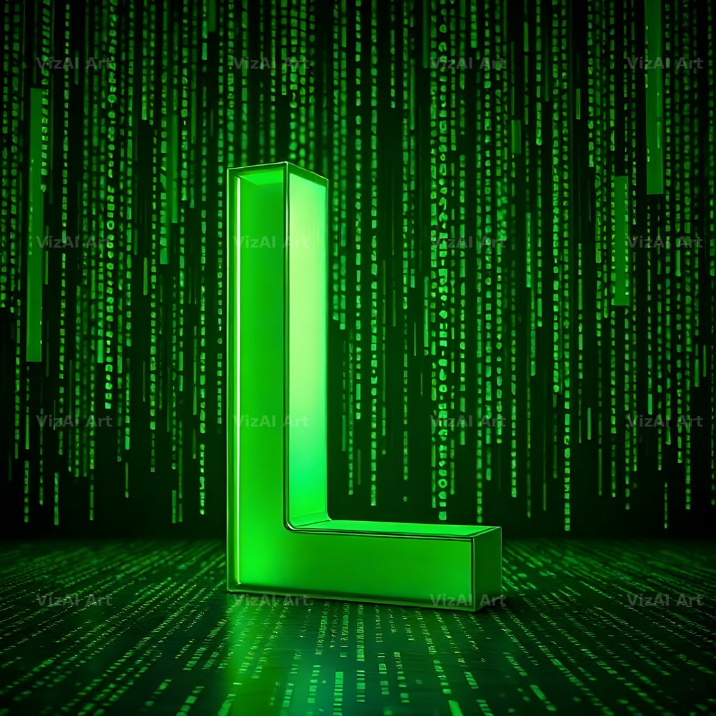 Digital Rain Code alphabet letter L