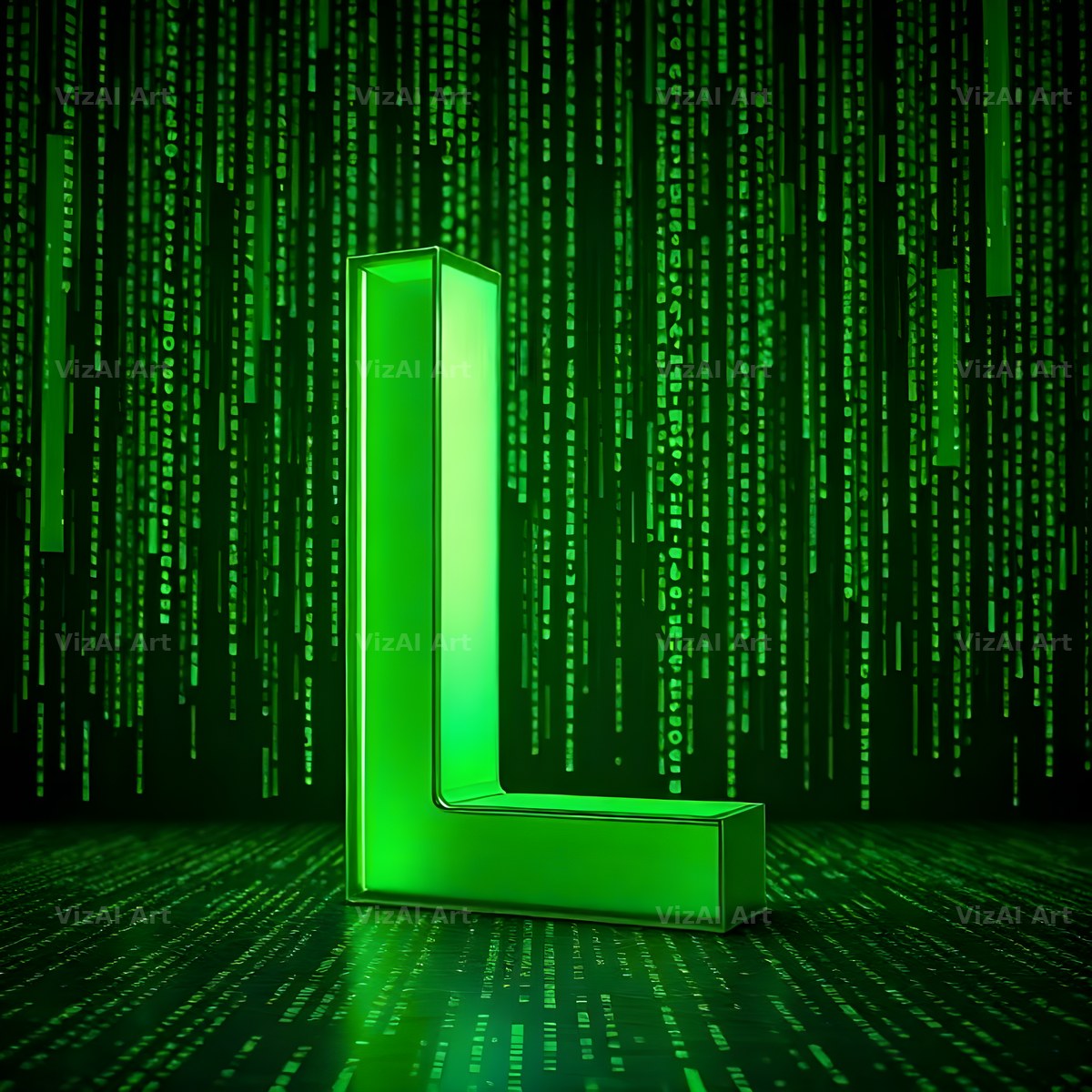 Digital Rain Code alphabet letter L