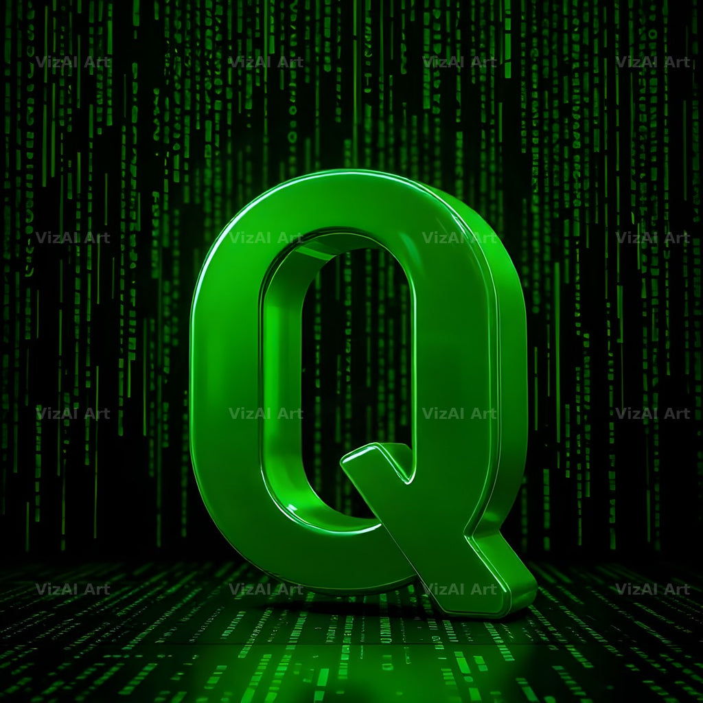 Digital Rain Code alphabet letter Q