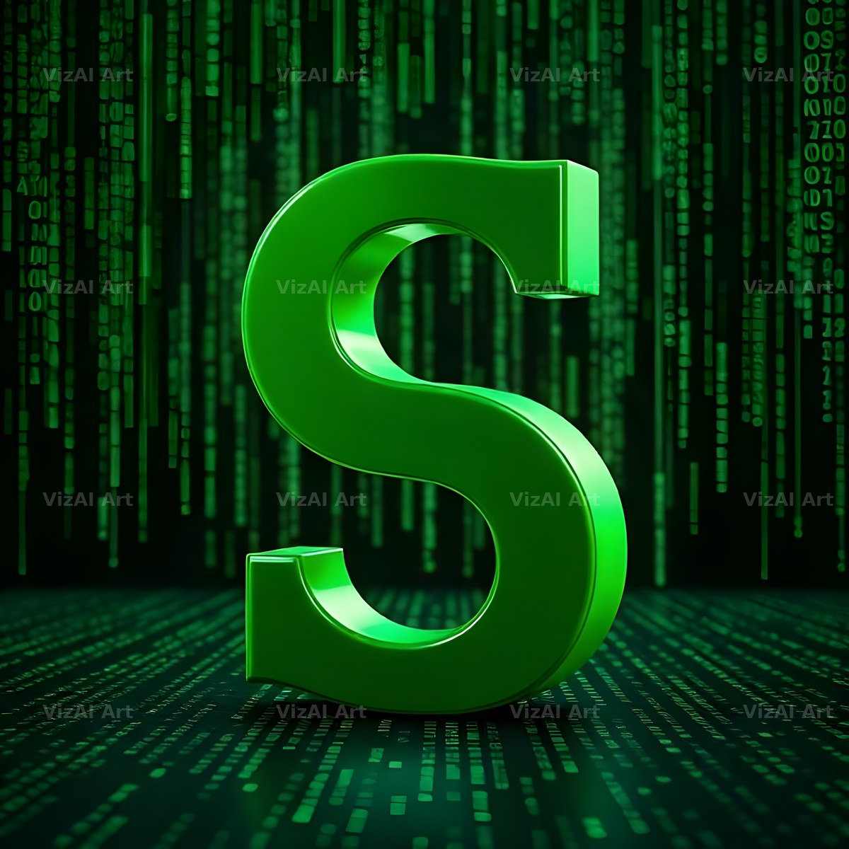 Digital Rain Code alphabet letter S