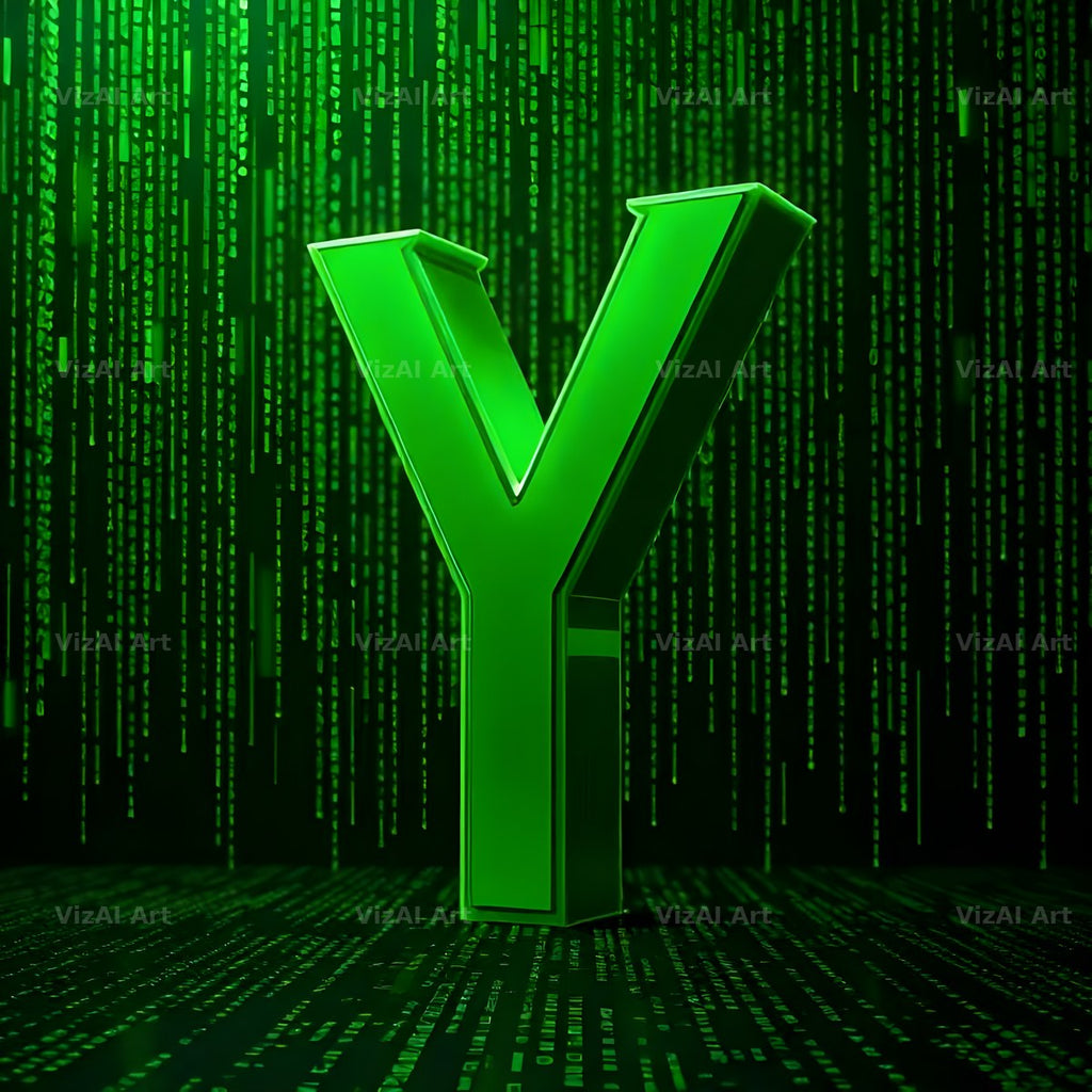Digital Rain Code alphabet letter Y