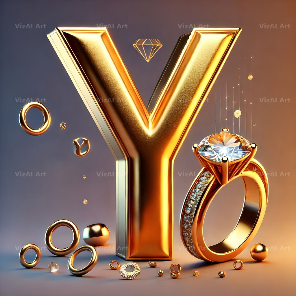Diamond Ring Gold alphabet letter Y