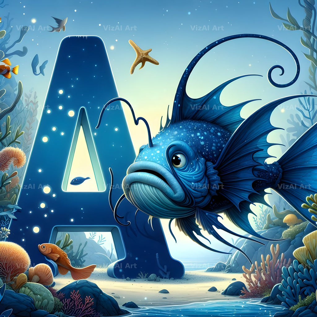 Deep Sea Anglerfish alphabet letter A