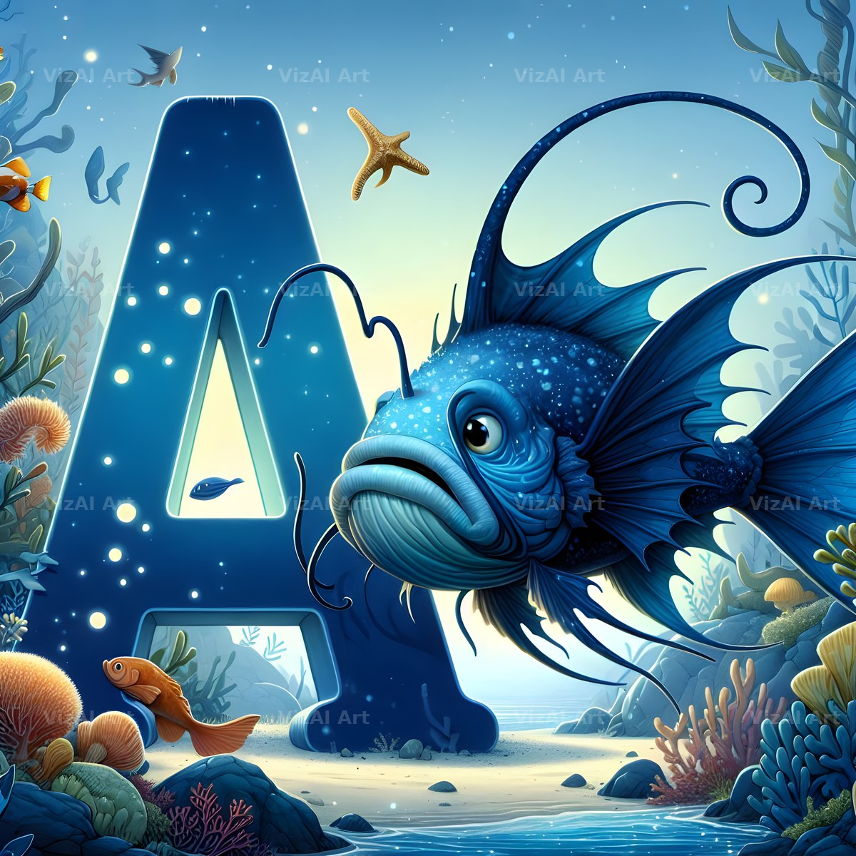 Deep Sea Anglerfish alphabet letter A