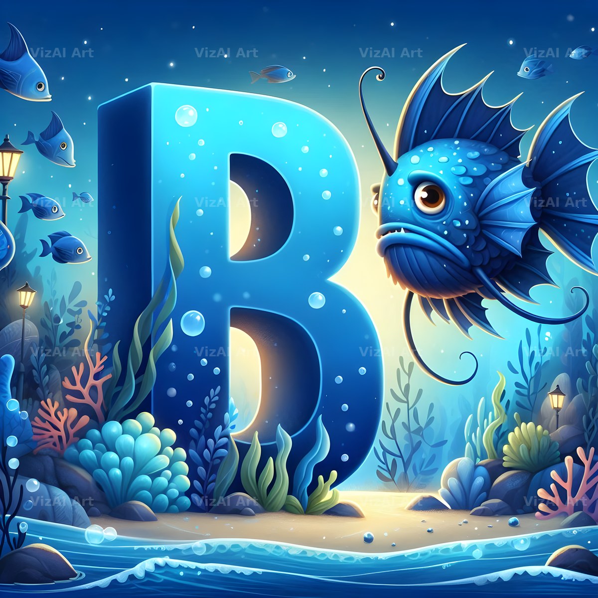 Deep Sea Anglerfish alphabet letter B