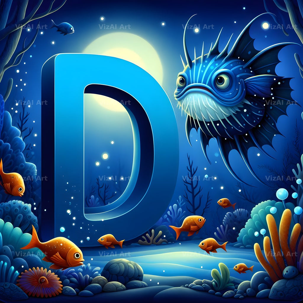 Deep Sea Anglerfish alphabet letter D