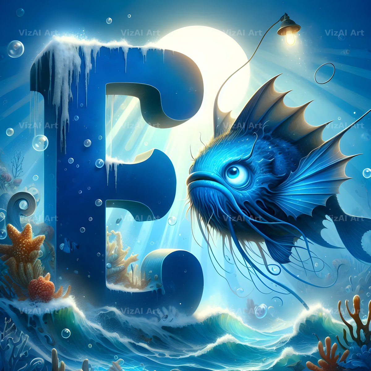 Deep Sea Anglerfish alphabet letter E