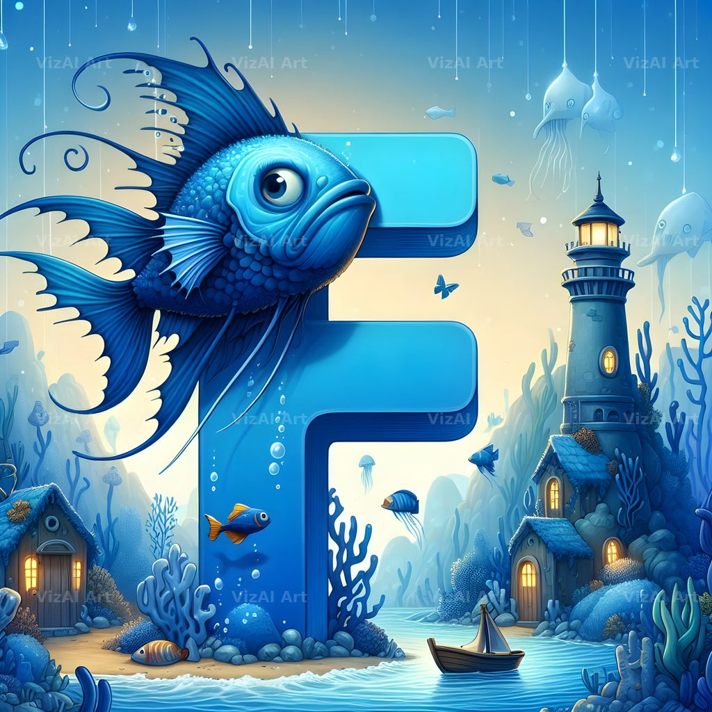 Deep Sea Anglerfish alphabet letter F