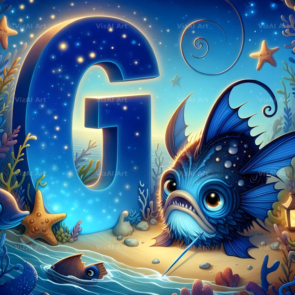 Deep Sea Anglerfish alphabet letter G