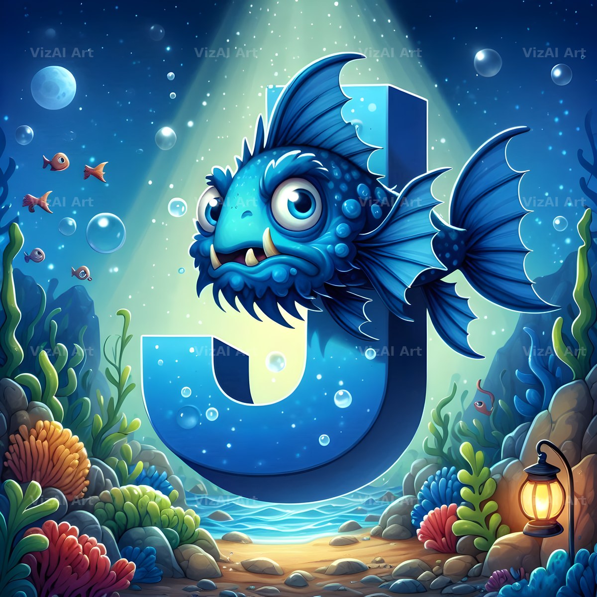 Deep Sea Anglerfish alphabet letter J