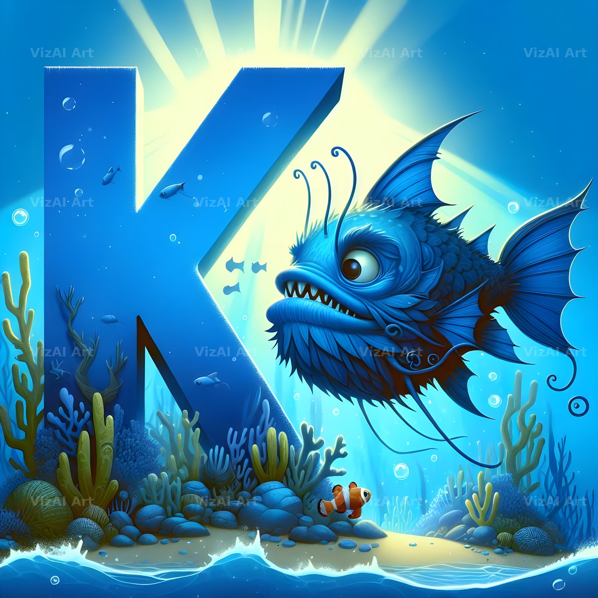 Deep Sea Anglerfish alphabet letter K