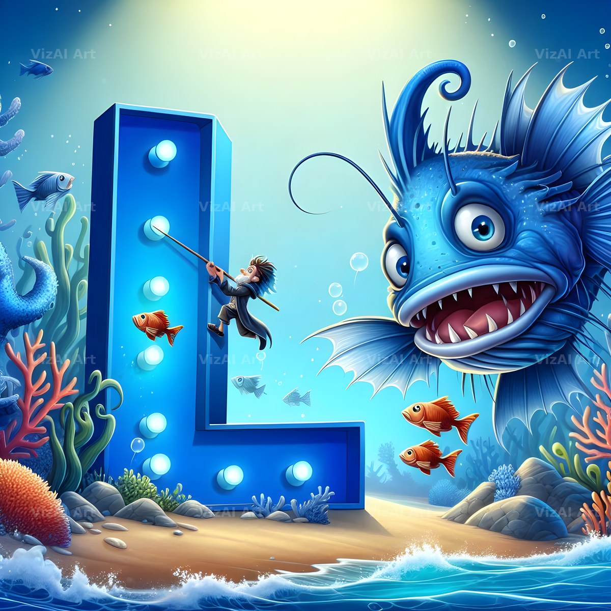 Deep Sea Anglerfish alphabet letter L