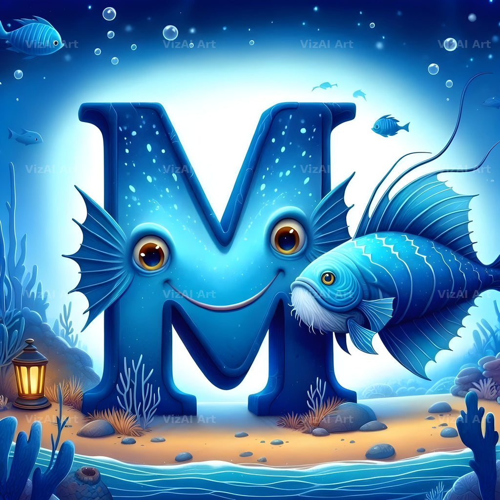 Deep Sea Anglerfish alphabet letter M