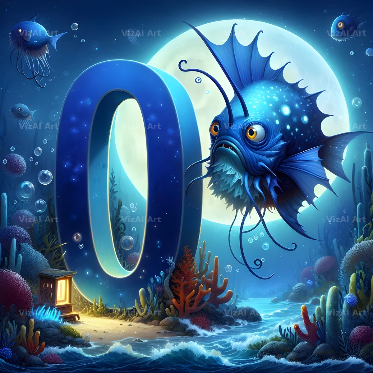 Deep Sea Anglerfish alphabet letter O