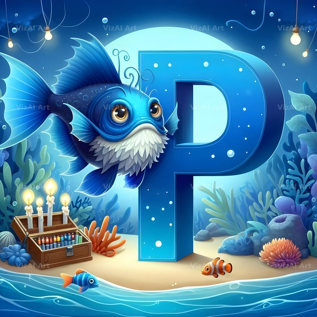 Deep Sea Anglerfish alphabet letter P