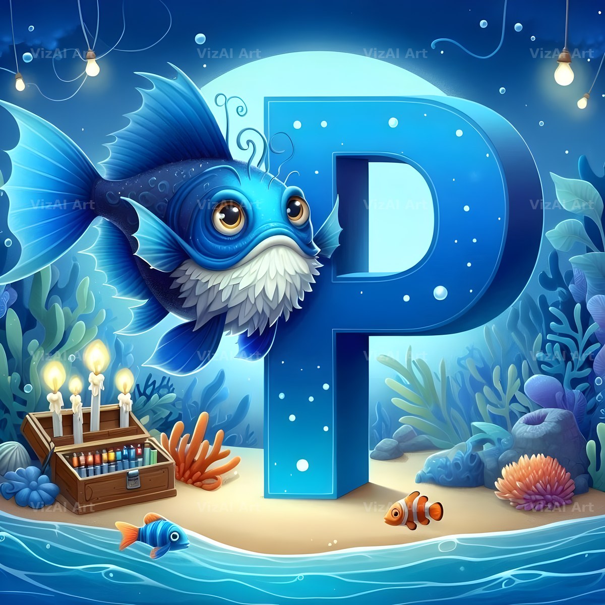 Deep Sea Anglerfish alphabet letter P