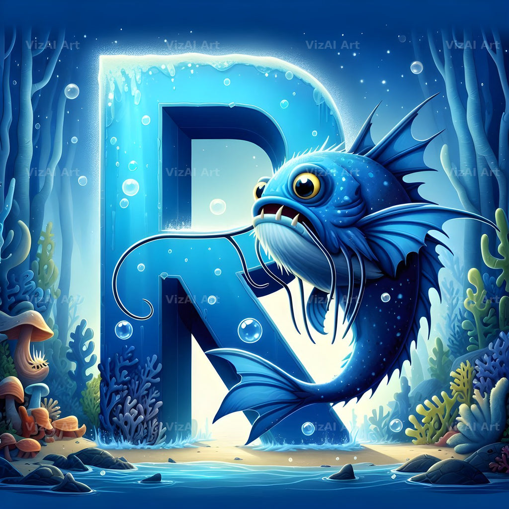 Deep Sea Anglerfish alphabet letter R