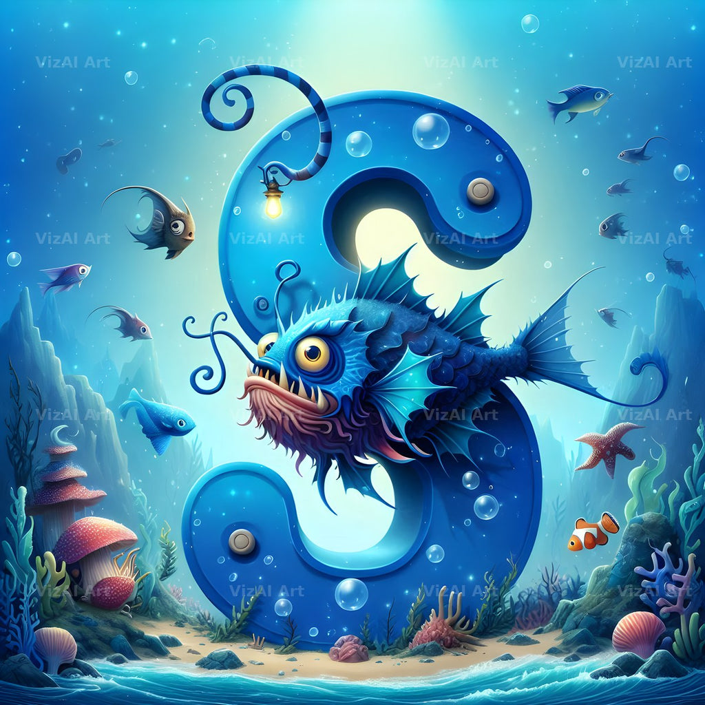 Deep Sea Anglerfish alphabet letter S