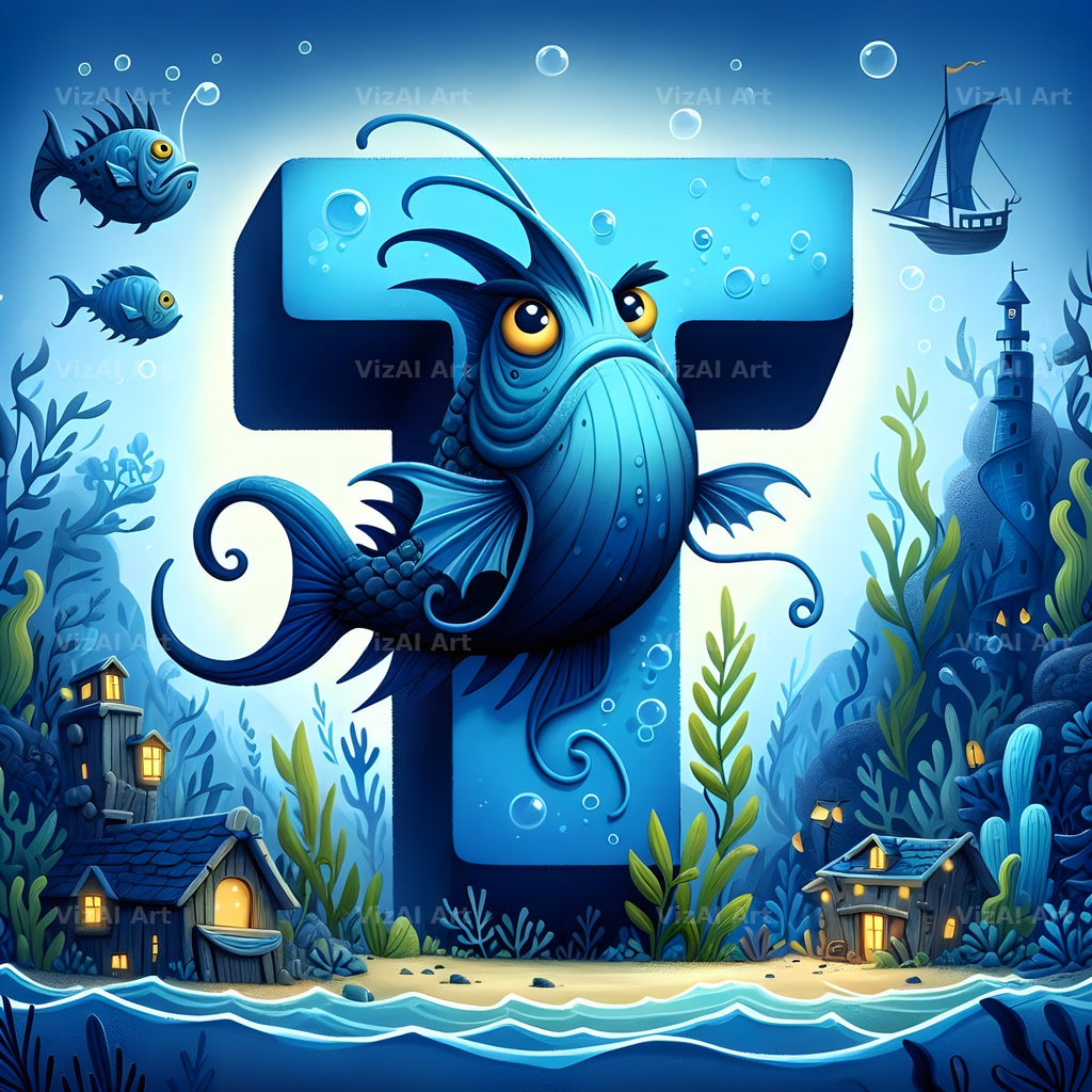 Deep Sea Anglerfish alphabet letter T