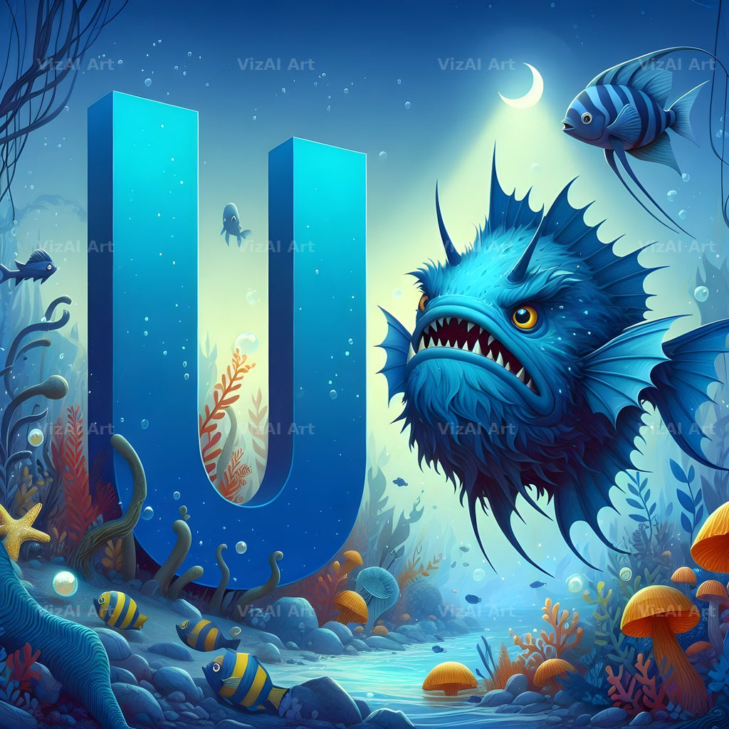 Deep Sea Anglerfish alphabet letter U