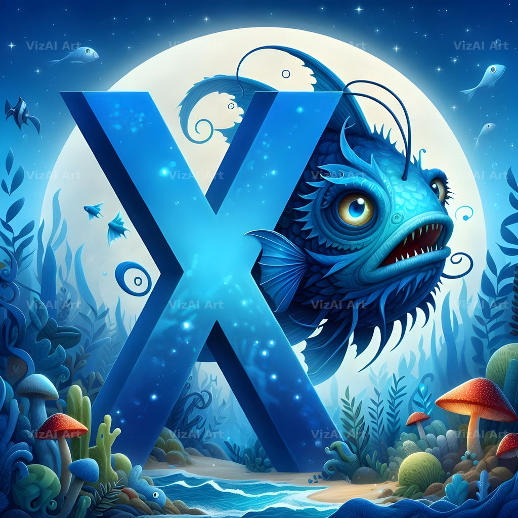 Deep Sea Anglerfish alphabet letter X