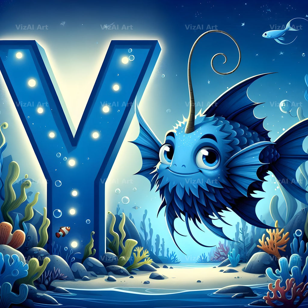Deep Sea Anglerfish alphabet letter Y