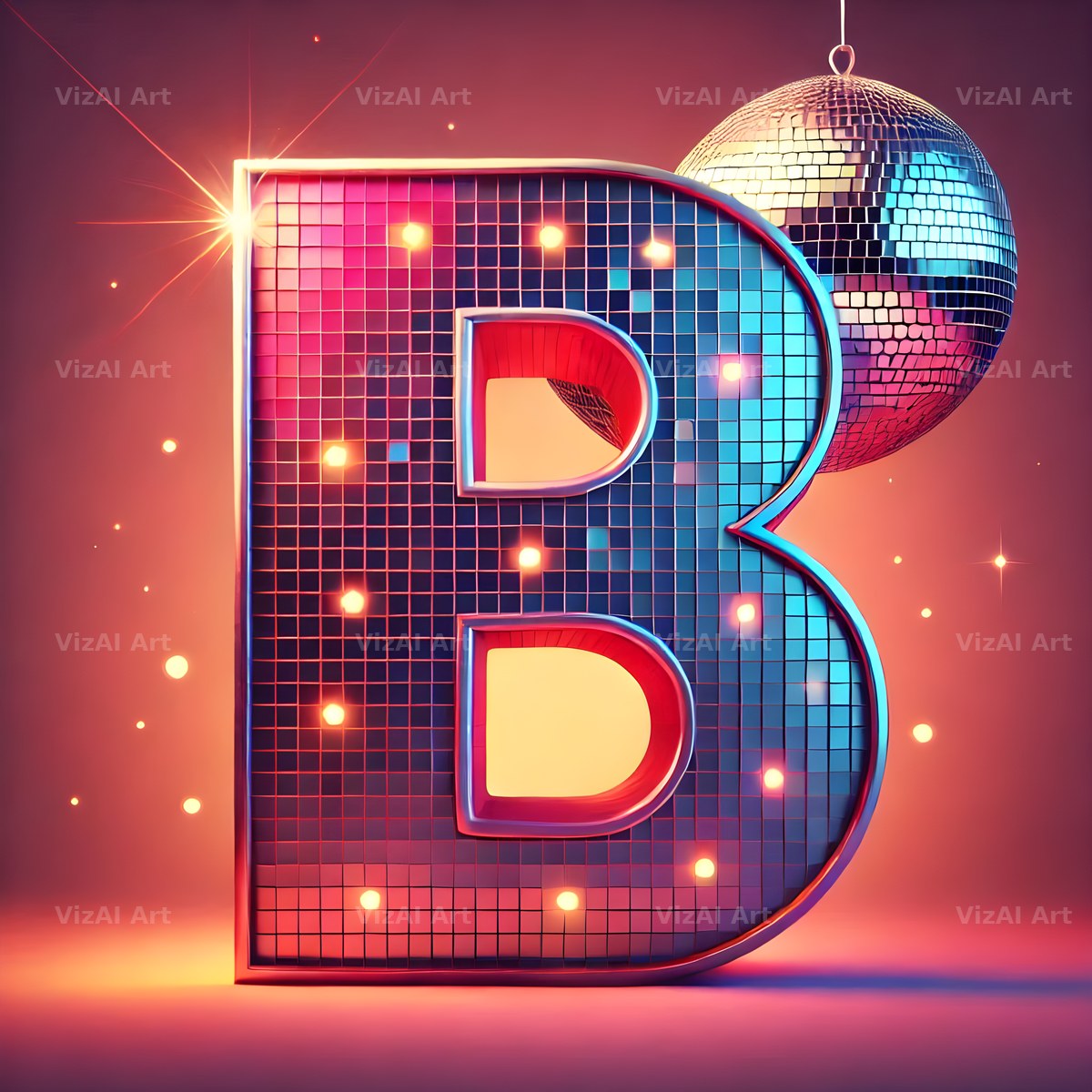 Disco Mirror Ball alphabet letter B