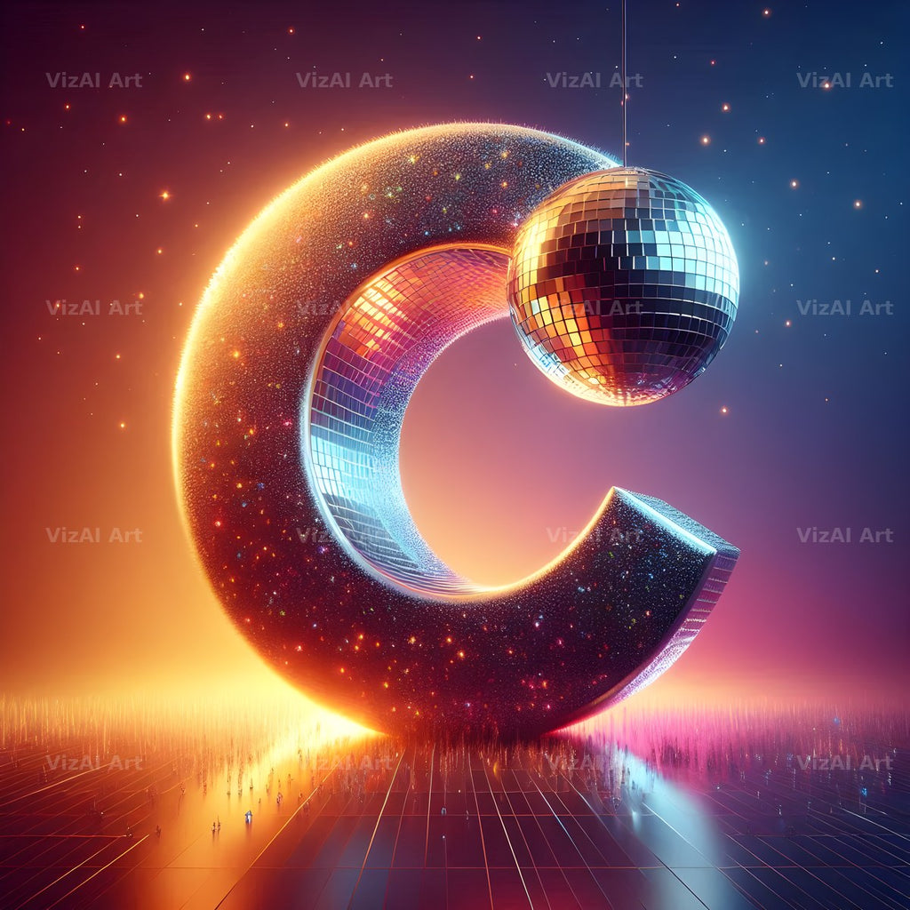 Disco Mirror Ball alphabet letter C