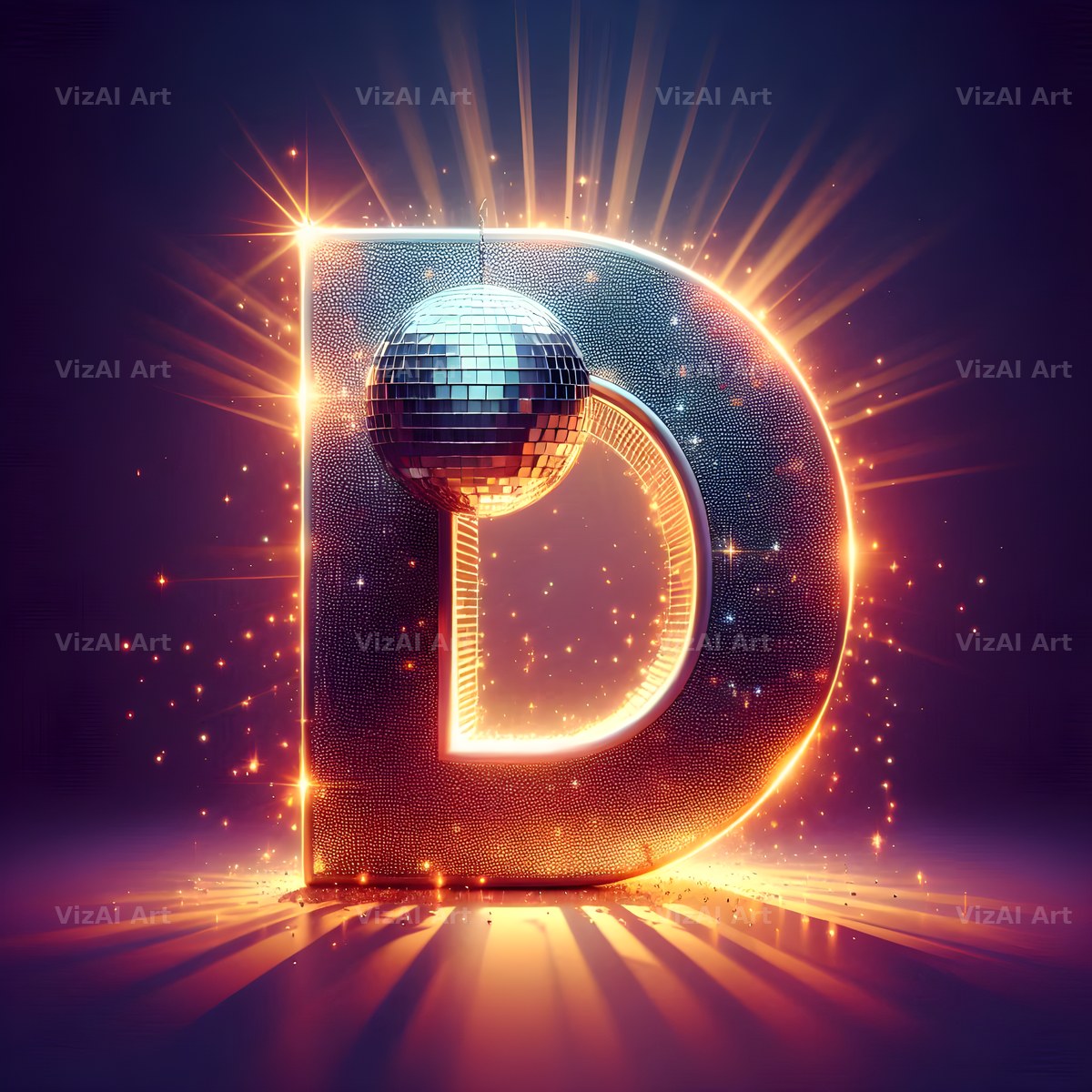 Disco Mirror Ball alphabet letter D