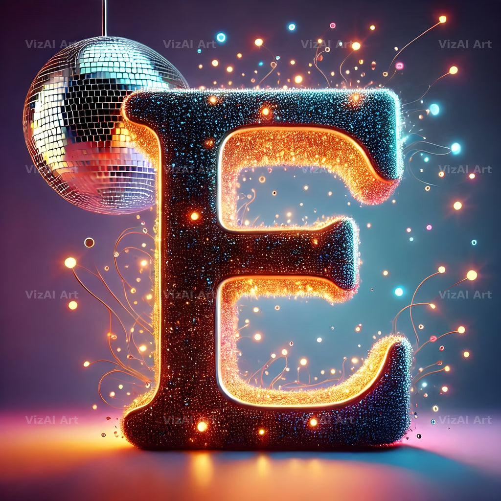 Disco Mirror Ball alphabet letter E