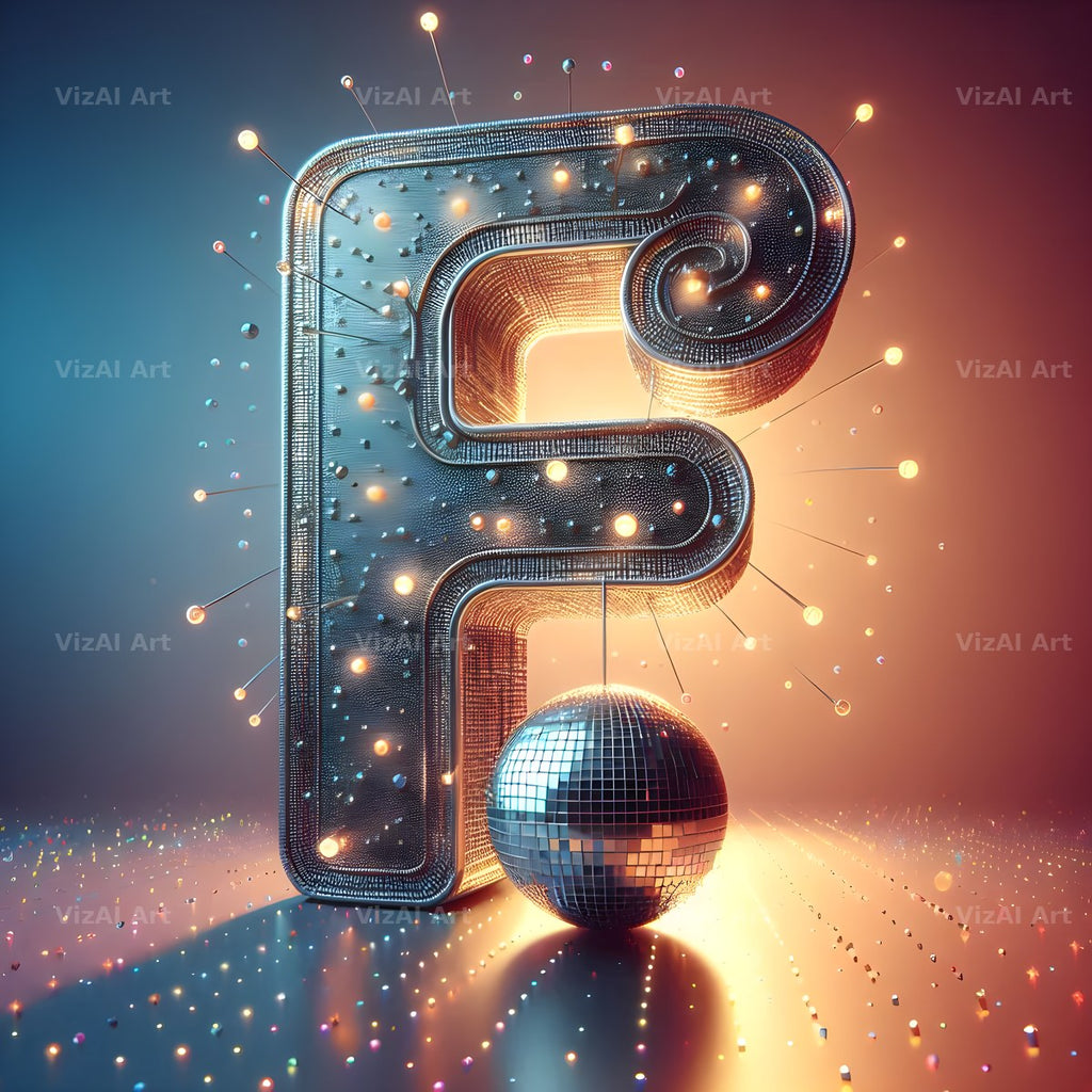 Disco Mirror Ball alphabet letter F